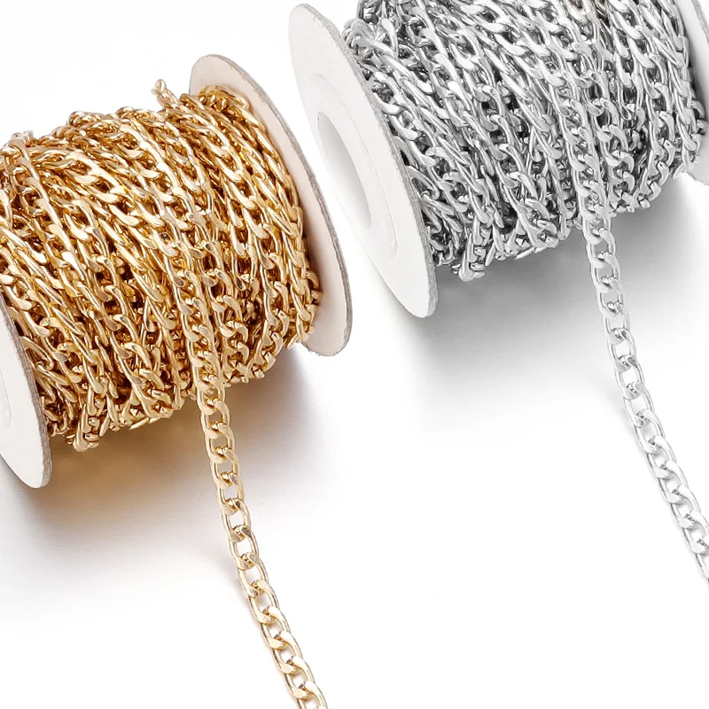 5 Yards/Roll Metal Aluminum O-Shaped Chains Gold Silver Color Twist Chain for DIY Jewelry Making Clothing Bag Accessory Supplies