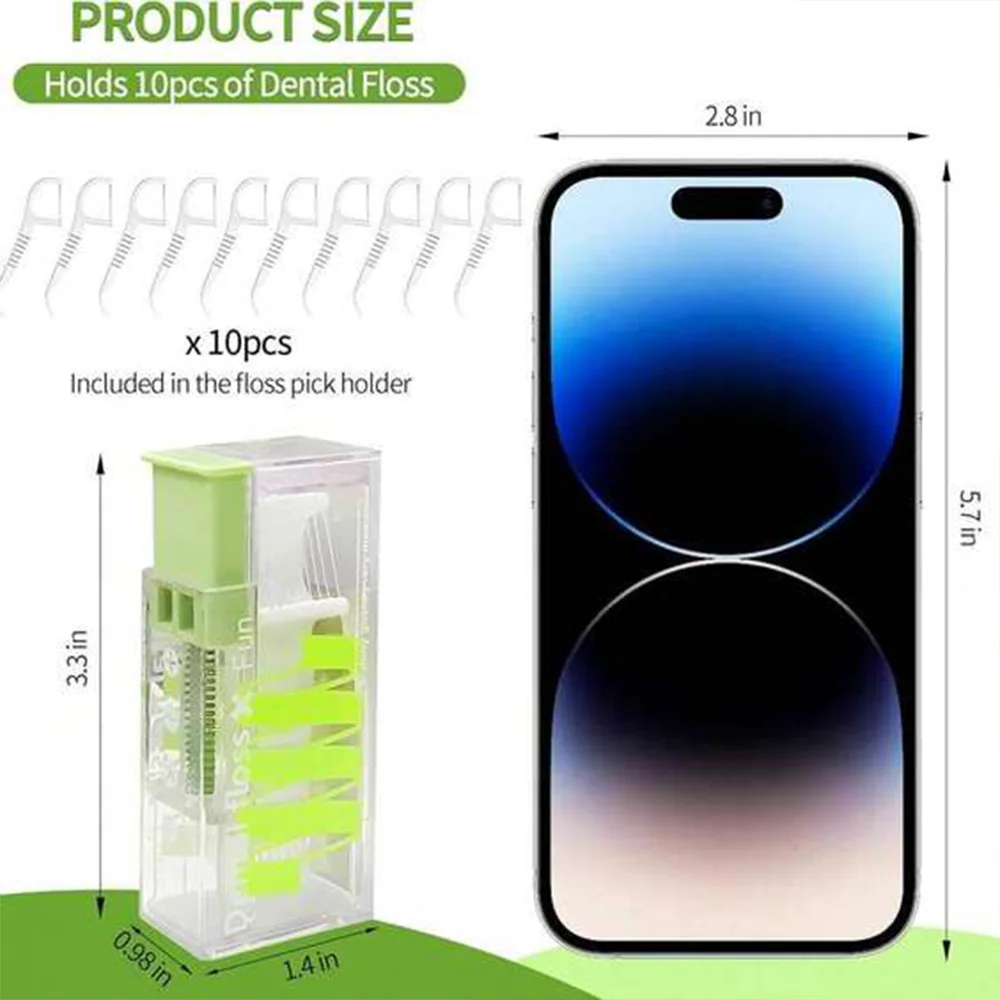 GREEN Portable Floss Dispenser with 2026 Design Stand, Press Type Disposable Dental Floss Picks 70 Counts, Automatic Floss Organ