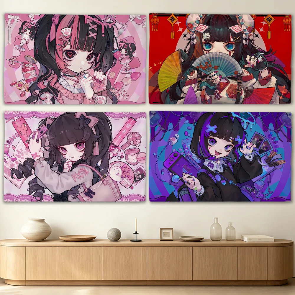 Jiraikei dark aesthetic Girl T-TiraArt flag Advertising Banner for Camping Decoration Outdoor & Garage Wall Hanging Decorations