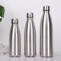 Portable Sports Water Bottle Food Grade Stainless Steel Single Wall Leakproof Vacuum Cup Hot Cold Water Bottle 500/750/1000ml