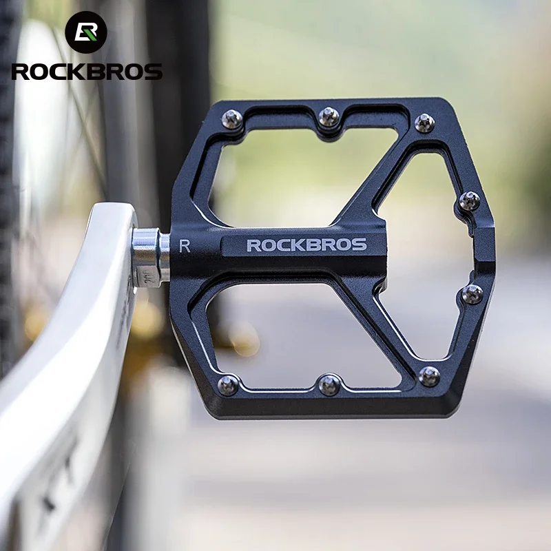 ROCKBROS Bike Pedals Aluminum Alloy MTB Road Anti-slip Ultralight Sealed Bearing One-piece Molding Anti-oxidation Bicycle Pedals