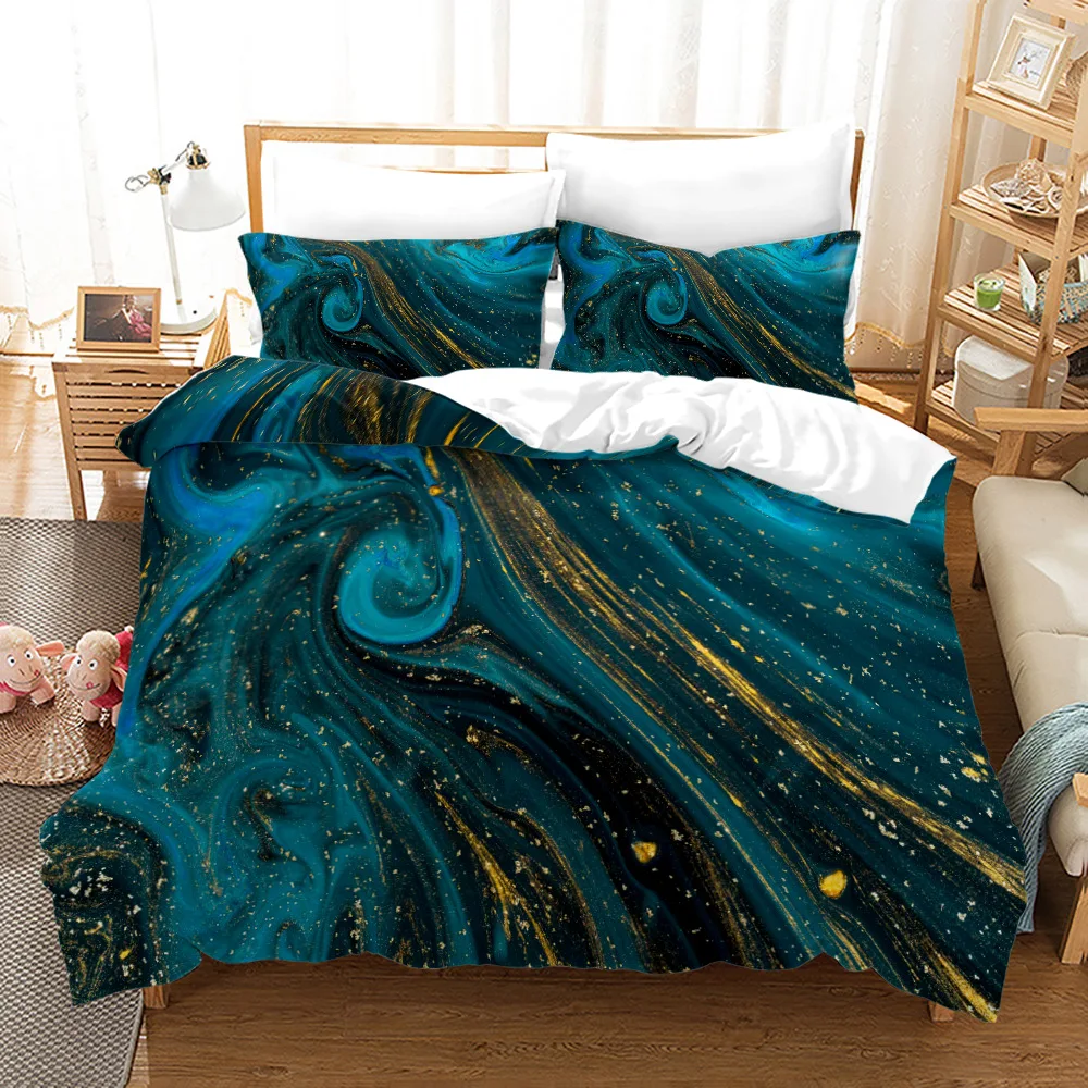 

Green Marble Bedding Set 3D Printed Cozy Smooth Duvet Cover Set Queen Twin Double Single Size Design for All Season Kids Adults