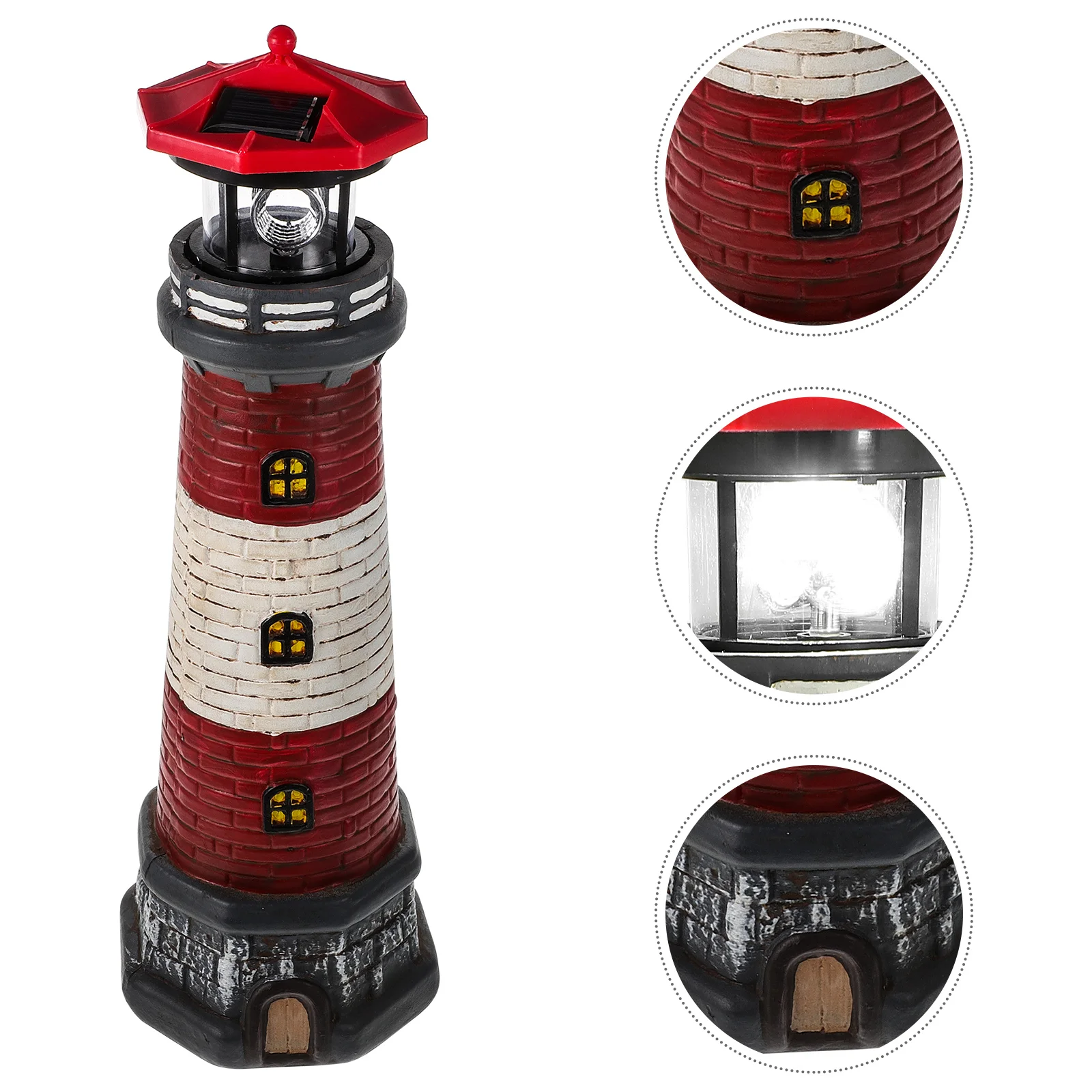 

Solar Light Tower Resin Lighthouse Ornament Garden Decors Power Yard Lawn Statue Adornment Glowing Lights