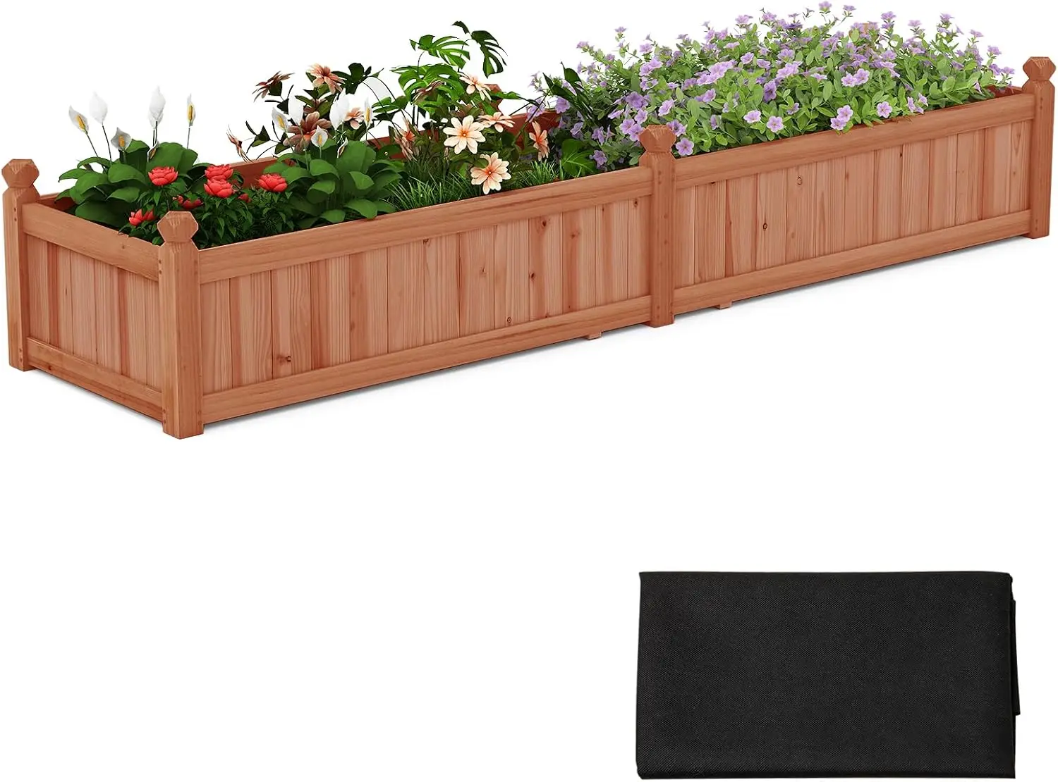 HAPPYGRILL Wooden Raised Garden Bed with 8 Drain Holes & Liner