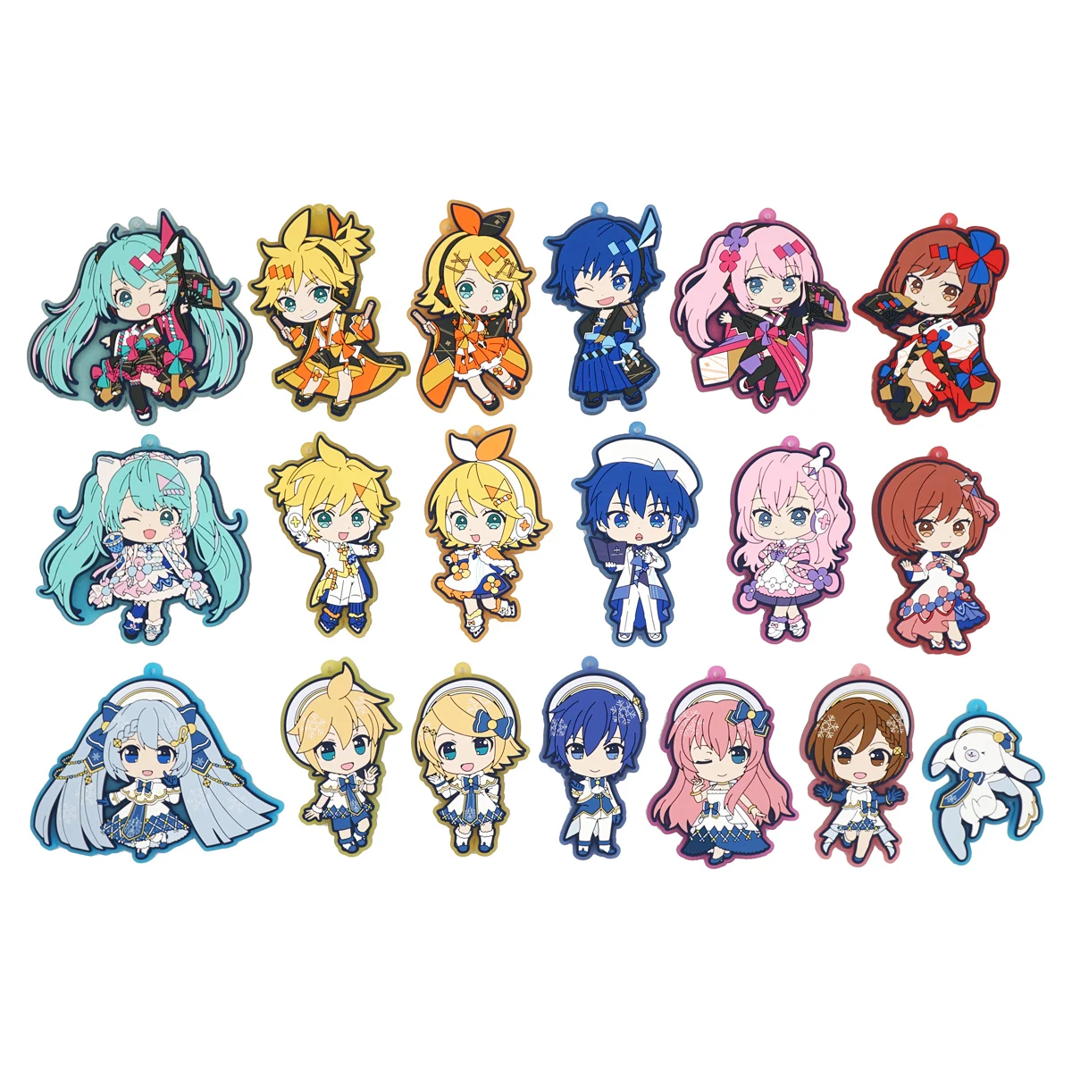 VOCALOID Anime Hatsune Miku Snow Rin Ren Kaito Luka Meiko Game Rubber Keychain Toys Gift