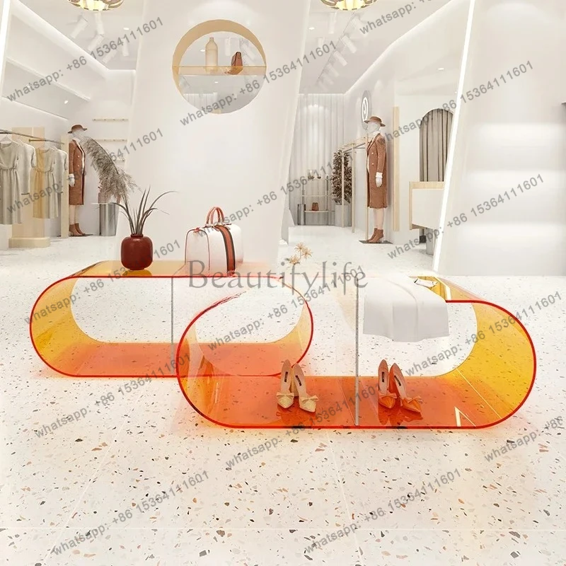 56Clothing store Nakajima Taiwan flowing water table acrylic oval display table creative shoe bag display table