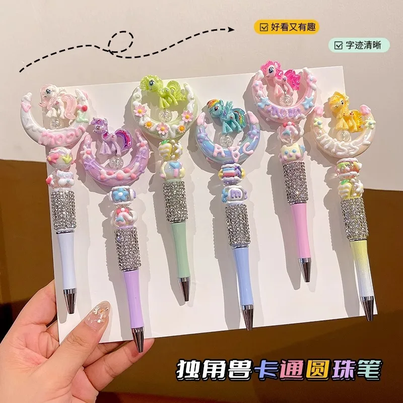 

Cartoon For unicorn pen rainbow Horse, cute bead pen, student Kawaii stationery, ballpoint pen, moon rotating gel pen gift
