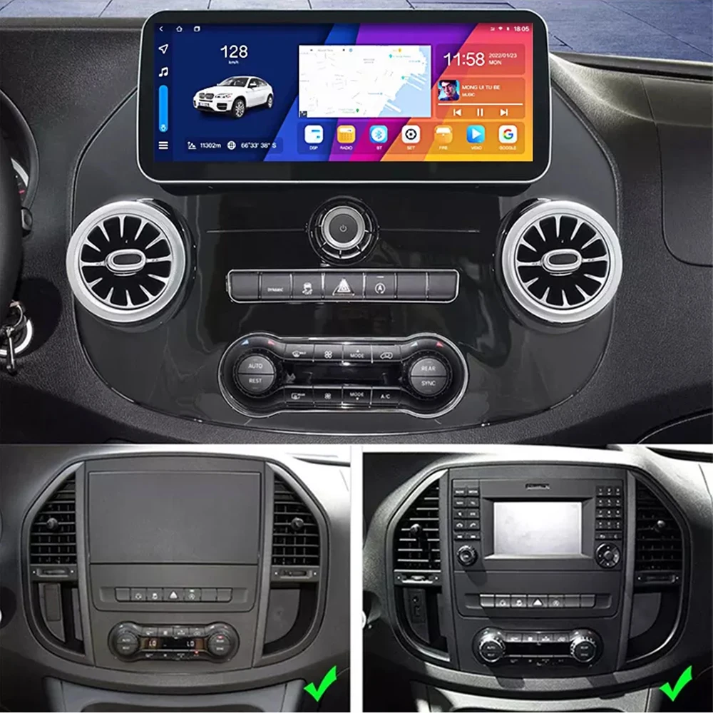 

Android 13 128GB 12.3Inch 2Din Car Radio Screen Carplay For Mercedes Benz Vito 116 2015+ Stereo GPS Navigation DSP Video Player