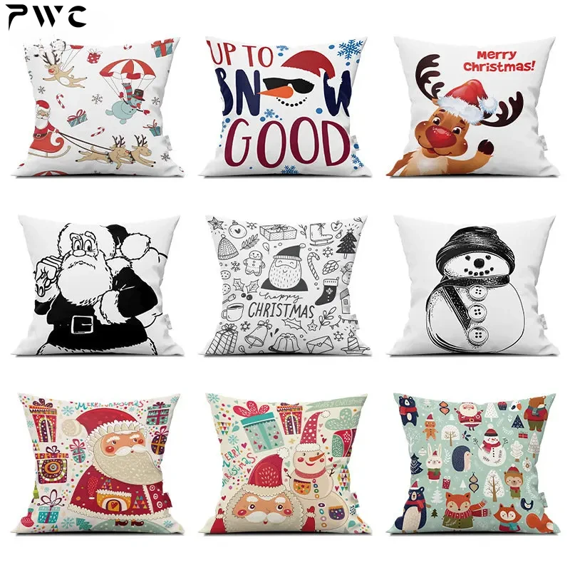 

Home Decor Christmas Cartoon Printing Pattern Polyester Pillowcase Office Sofa Waist Pillowcase funda de almohada