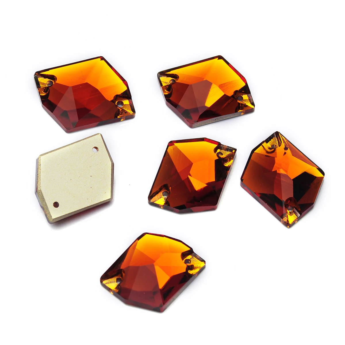 Mandarinenfarbene K9 Kristallglas Strasssteine mit flacher Rückseite zum Aufnähen für Kleidung, Kleider, Modeaccessoires – Detail 4