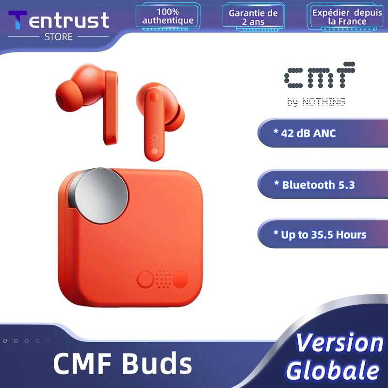 Global Verison CMF by Nothing Buds 42dB Active Noise Cancellation ANC with Transparency Mode Ultra Bass Technology 2.0 CMF Buds