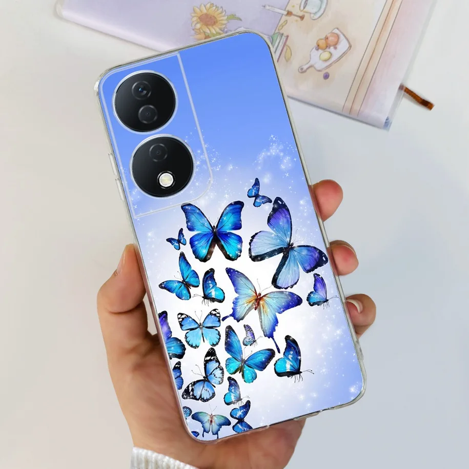 For Honor X7b Case CLK-LX1 CLK-LX2 CLK-LX3 Funda Fashion Flower Soft Silicone Back Cover Phone Case For Honor X7B 5G X 7B Bumper