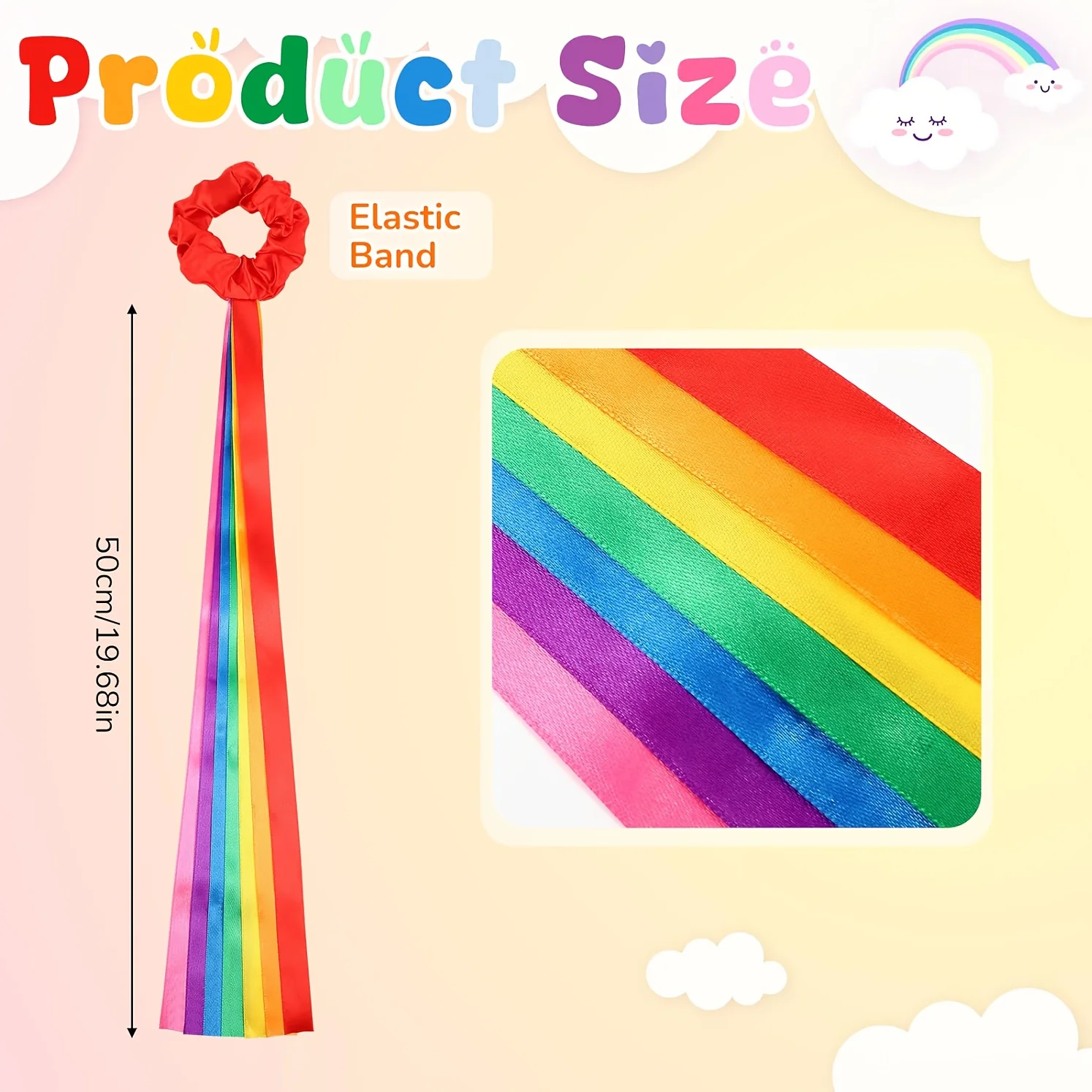 6PCS Rainbow Dance Ribbons, Handheld Rhythm Streamers, Gymnastics & Music Class Dance Props (Multi-Color)