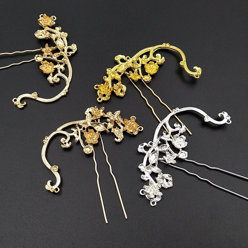 古代ヘアスティック装飾-diy-アクセサリー-5-ペア卸売ゴールドシルバーメッキ金属装飾品ジュエリー装飾アクセサリー