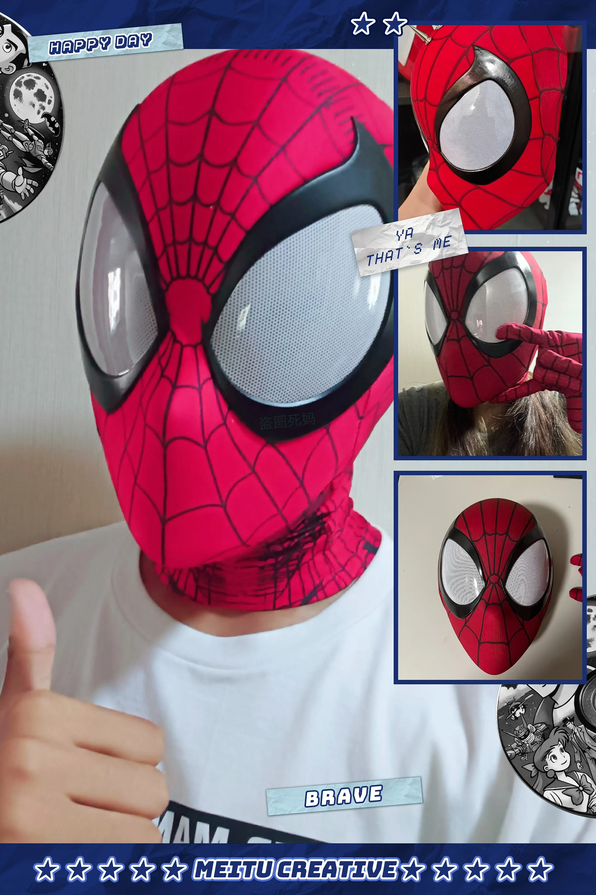 究極のスパイダーマンマスク 目付き 1:1 3D スパイダーマンマスク