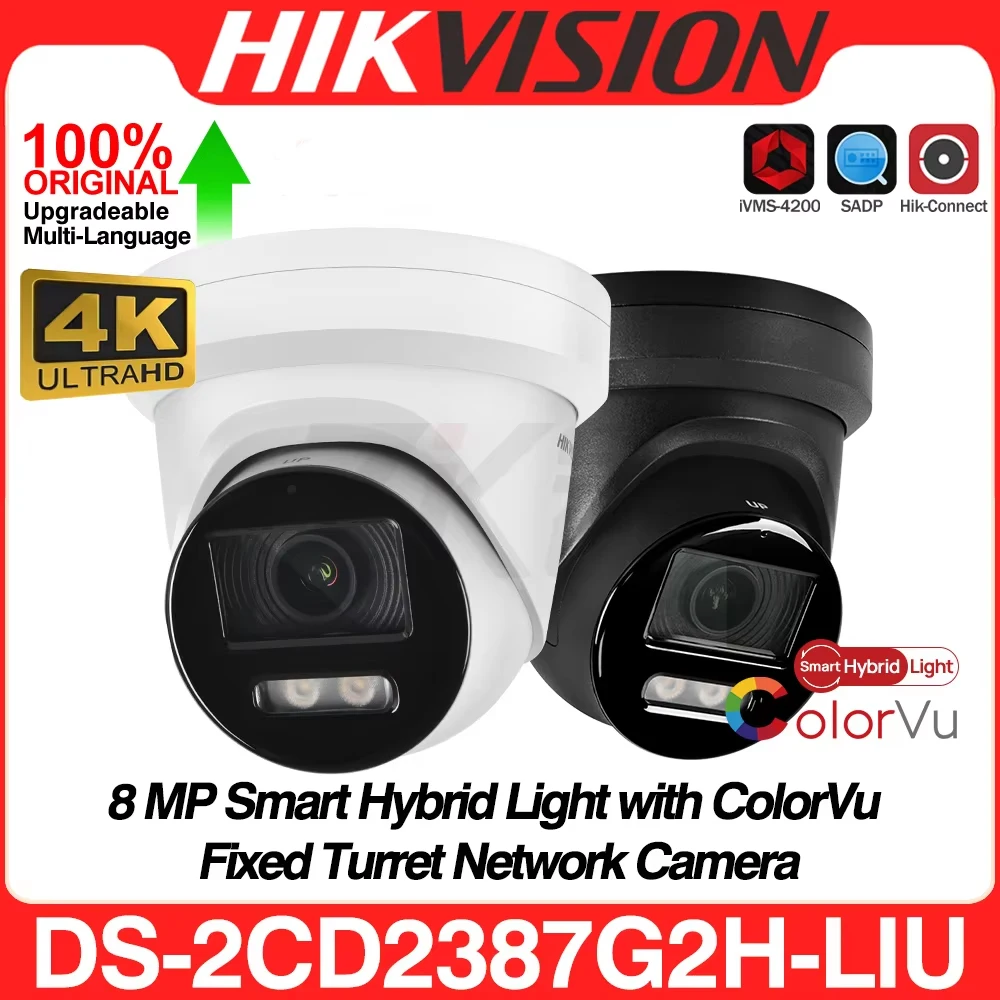 Hikvision DS-2CD2387G2H-LIU 8MP 4K Smart Hybrid Light ColorVu IP Camera Acusense Built-in MIC SD Slot IP67 POE CCTV Surveillance