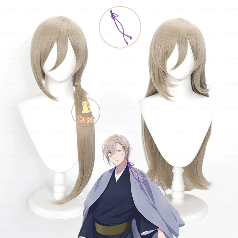 Peluca de Cosplay de Anime My Happy Marriage Kiyoka Kudou, Cabello Largo Rubio Claro, Cuerda de Cabello Morada, Miyo Saimori, para Fiesta de Halloween, Mujeres y Hombres