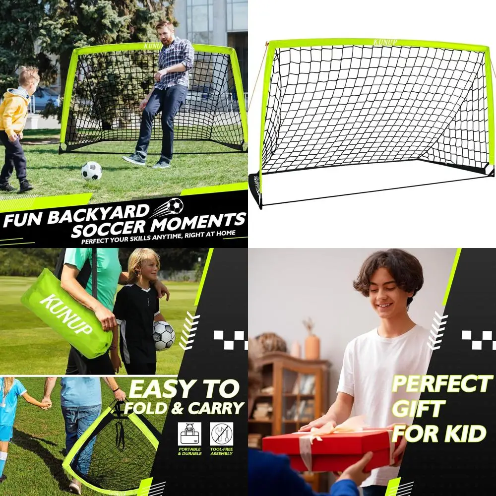 

Portable Kids Soccer Goals - Foldable Practice Net for Toddlers to Adults, Ideal for Indoor & Outdoor Training