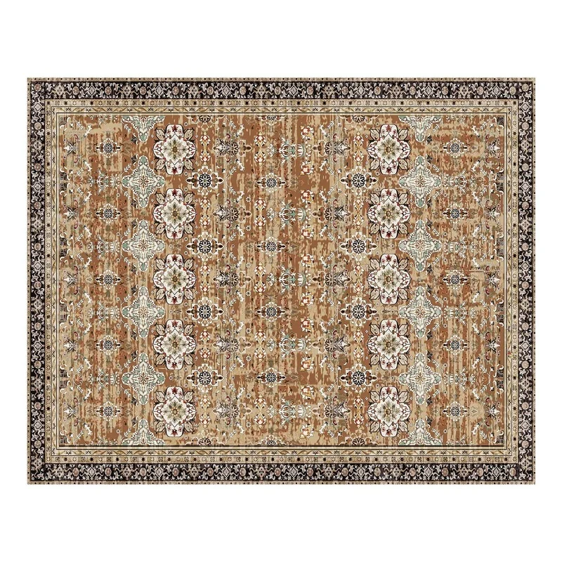 

Vintage Brown Green Large Area Rug 7.5x9.5 ft Anti-Slip Durable Floor Mat