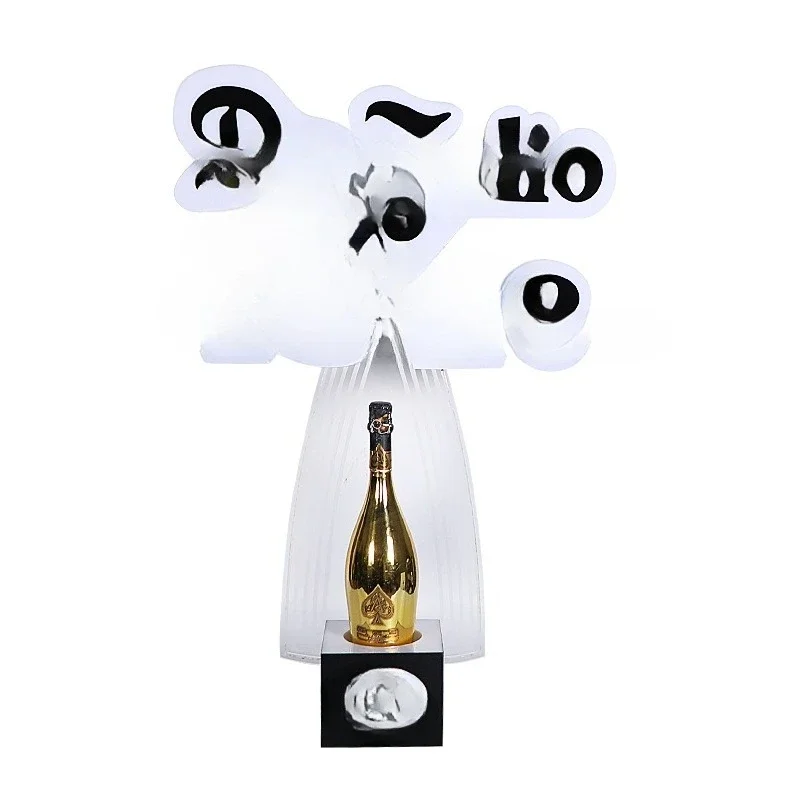 

LED luminous wine holder, foreign wine base display rack, golden yellow light acrylic wine rack