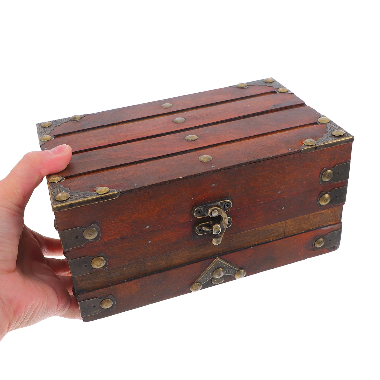 

Vintage Treasure Jewelry Box Vintage Lockable Jewelry Box for Earrings Necklaces Wooden Storage Home Decor Retro Style
