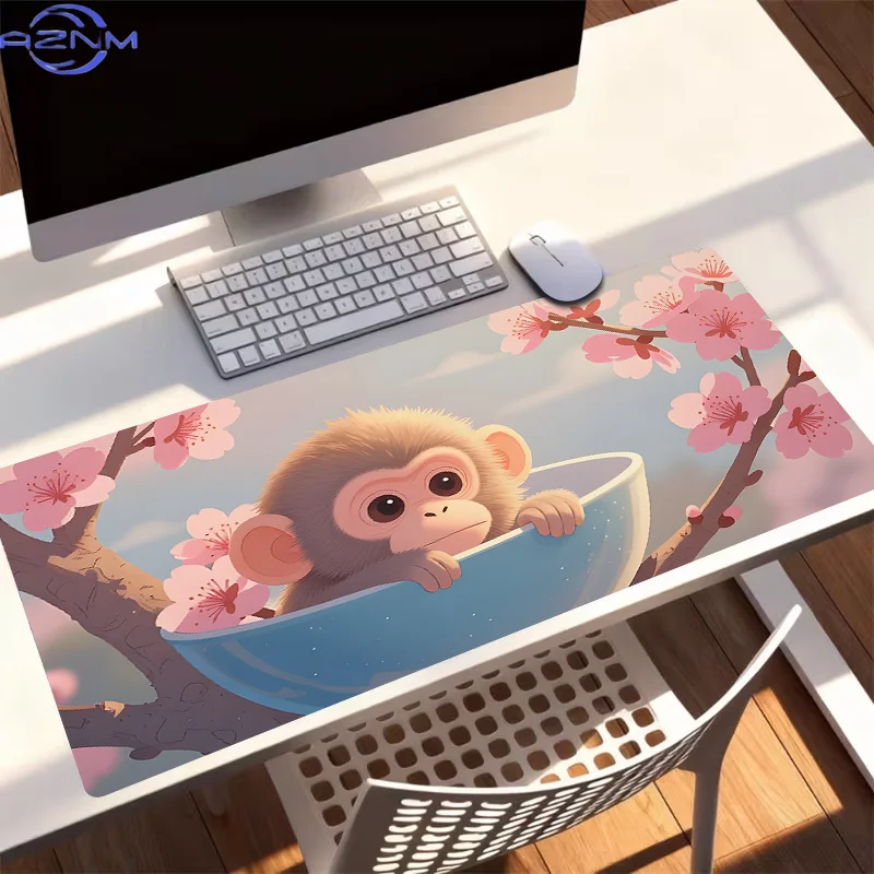 1pc Extra-Large, Non-Slip, Durable Desk Mat, Mouse Pad, Featuring Cherry Blossom Bowl, Rubber Base, for Office, Computer Decor,