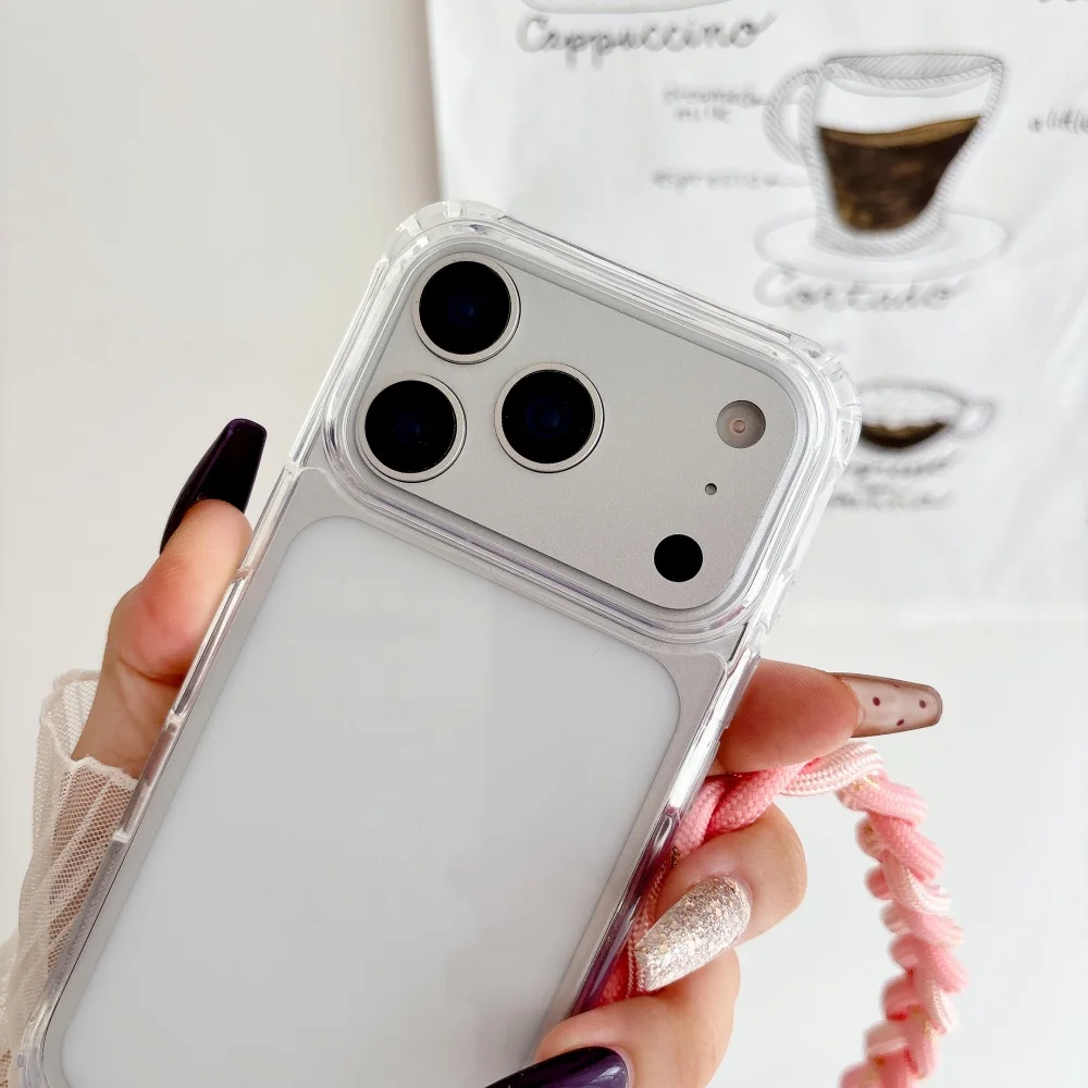 HD 클리어 아크릴 크로스바디 랜야드 분실 방지 케이스 아이폰 17 프로 맥스 16 14 15 플러스 13 11 12 XS 맥스 목걸이 스트랩 코드 커버