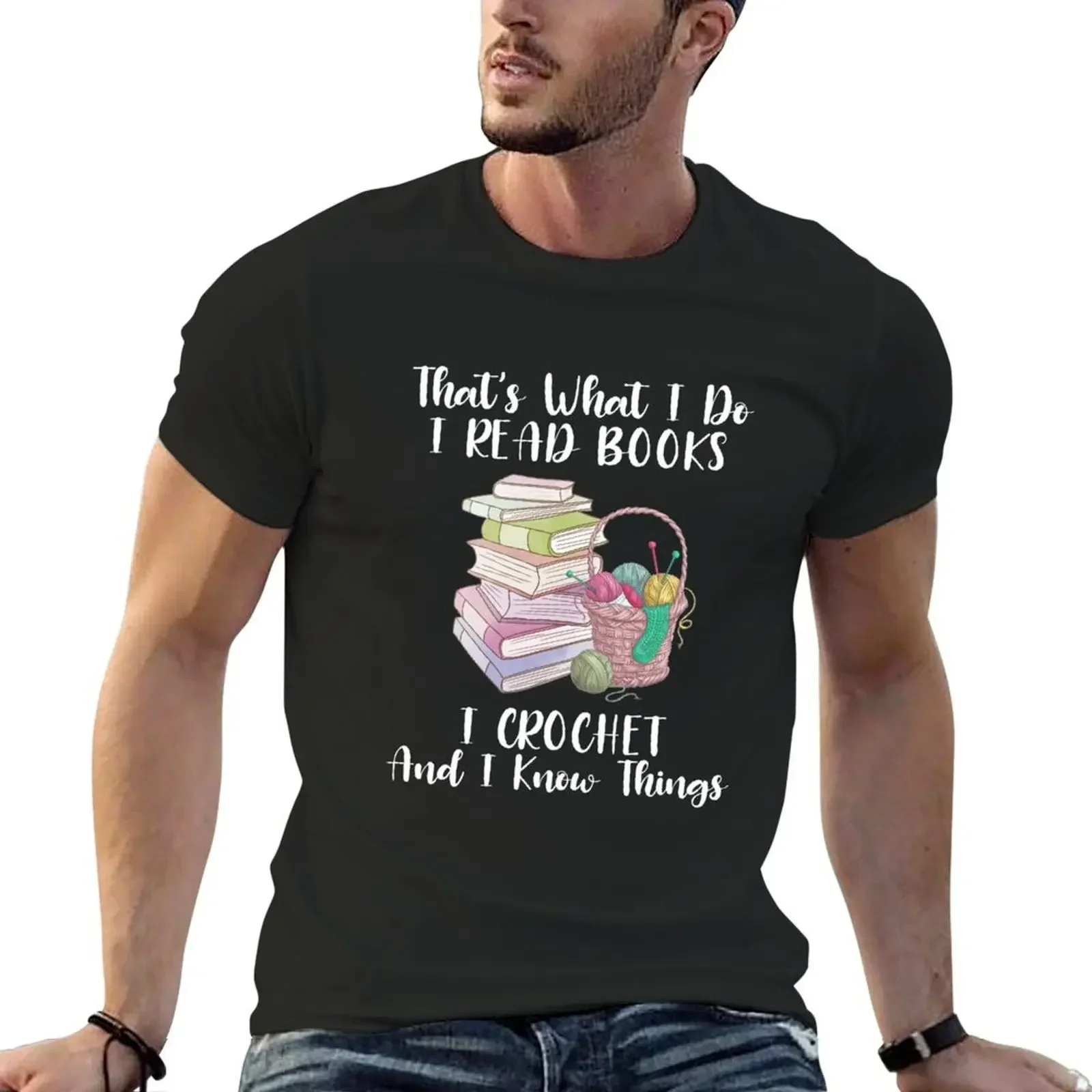 That’s What I Do I Read Books I Crochet Gift for crocheter T-Shirt blue archive vintage sublime tee shirts for men