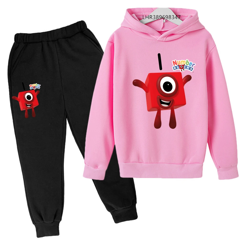 Boys girls autumn winter Cartoon number clothing Suitable for children\'s hoode+pants set 3-12 years  sweatshirt outerwear