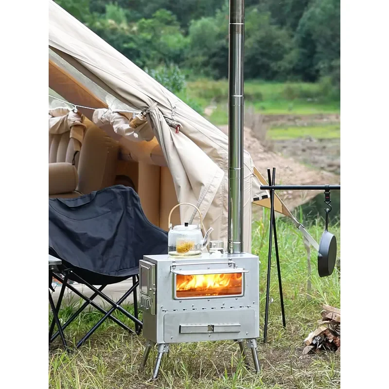 Portable Camping Stove with Windproof Design Foldable Outdoor Heater for Tent Heating and Wilderness Cooking