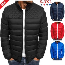 2025 Men's Warm Parkas Jacket Coat Autumn Winter Stand Collar Puffer Jacket Solid Overcoat Zipper Streetwear Casual Jacket Men
