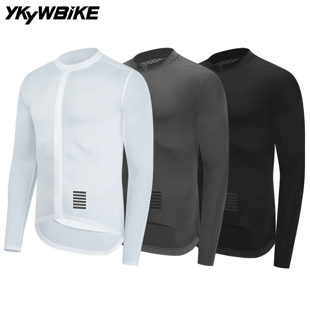 Ykywbike Men Cycling Jersey Long Sleeve Bicycle Jersey Pro Bike Shirt Cycling Shirt Man Breathable Man Cycling Maillot UV Summer