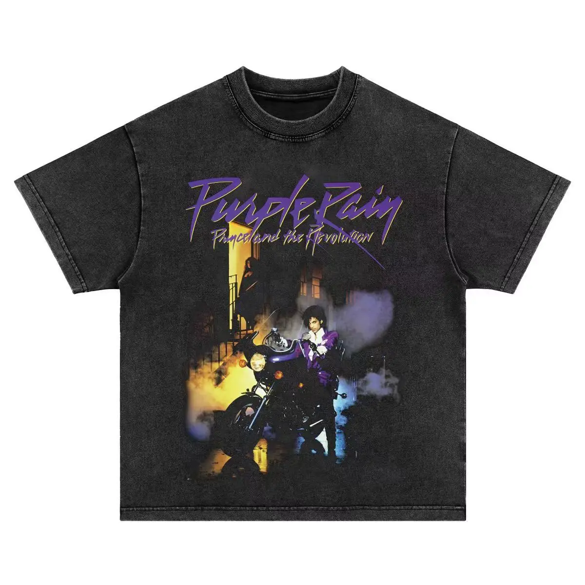 American Vintage Tee Prince Purple Rain Wash To Make Old Cotton Short Sleeve T Shirt for Men and Women The Same Summer Trend