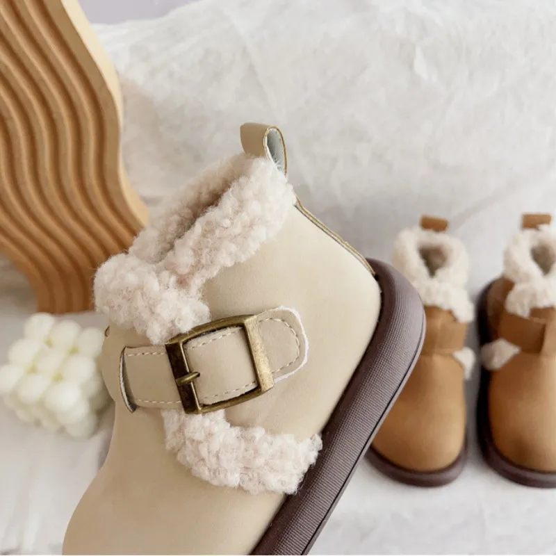 أحذية قطنية للفتيات شتاء 2025 جديدة مع إضافة أحذية مخملية كلاسيكية للأولاد أحذية قصيرة غير رسمية دافئة للأطفال أحذية الثلوج مقاس 22-33 #4