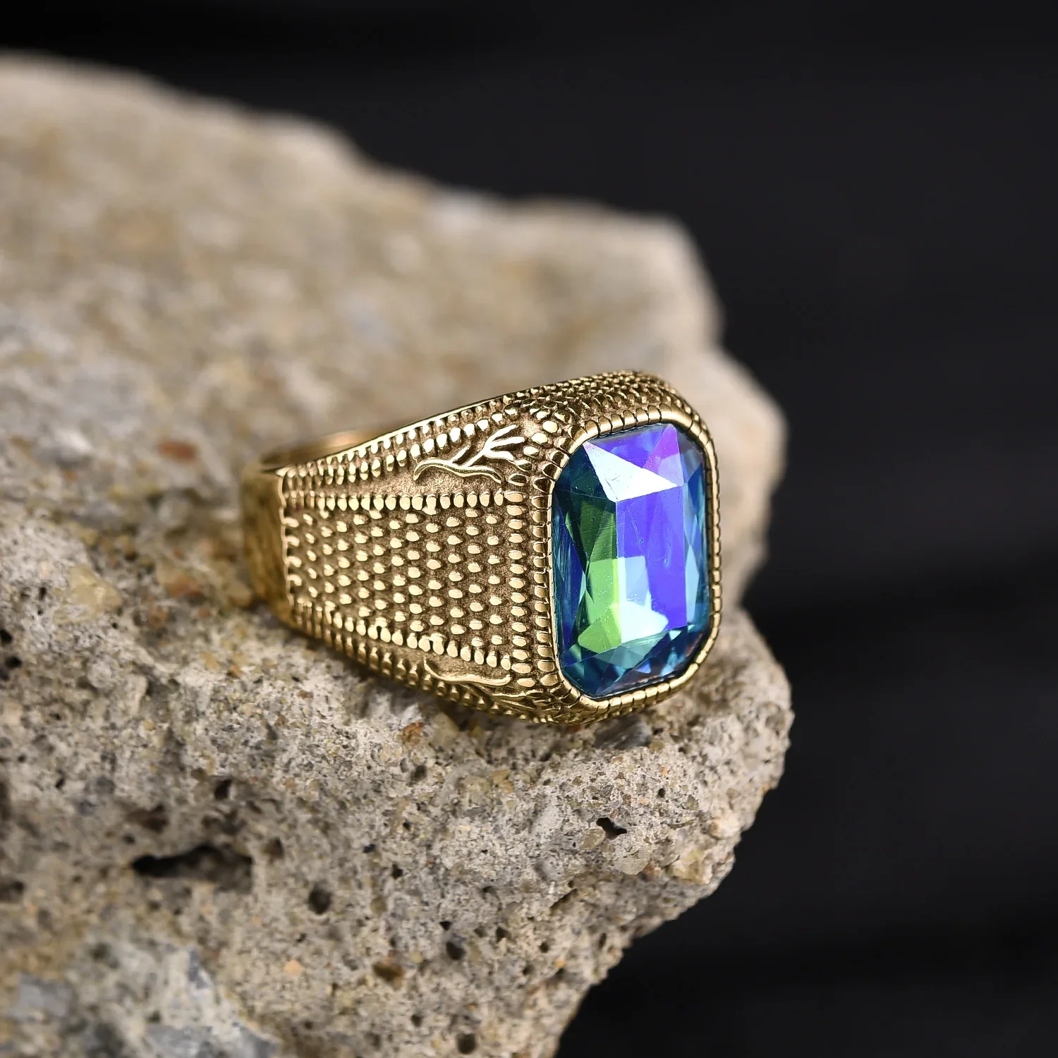 ZY Men\'s/Women High Quality 316LStainless Steel Multiple Color Gemstone Styles Onyx Rings Classic Fashion Trend Jewelry