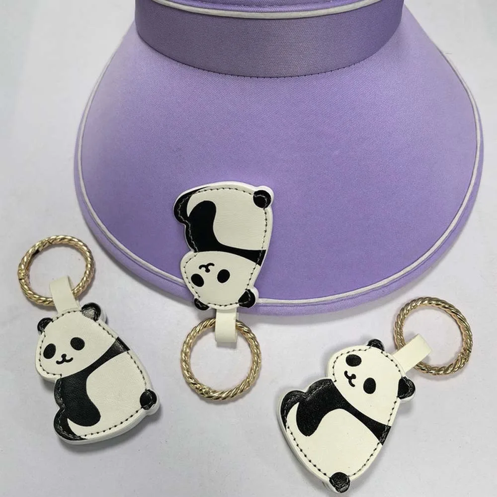 

PU Leather Magnetic Hat Clip Polyester Anti-lost Panda Cap Clip Lightweight Cartoon Animal Embroidery Penguin Keychain