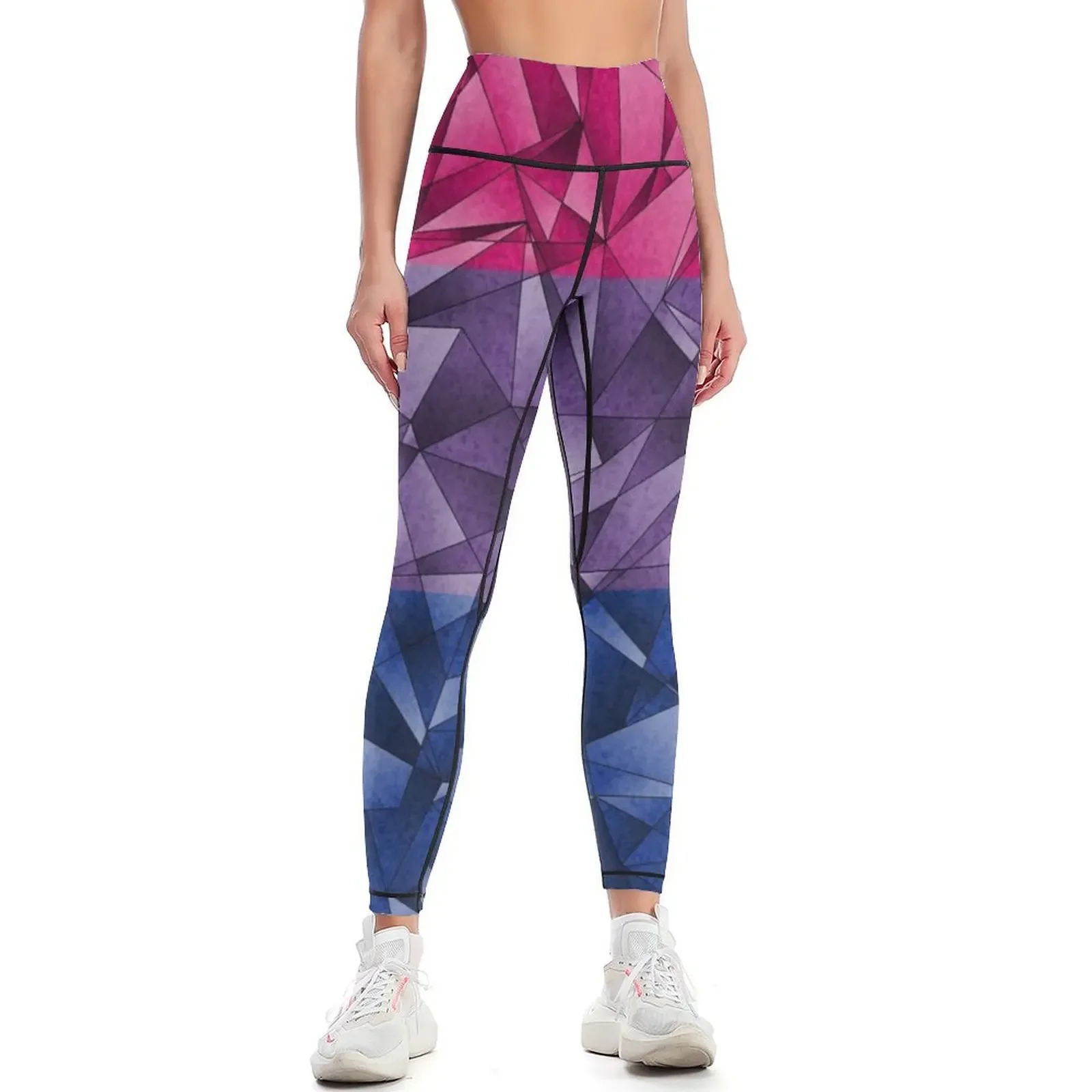 Abstract Fractal Triangles Bisexual Pride Flag Pattern Leggings gym top Fitness clothing Womens Leggings