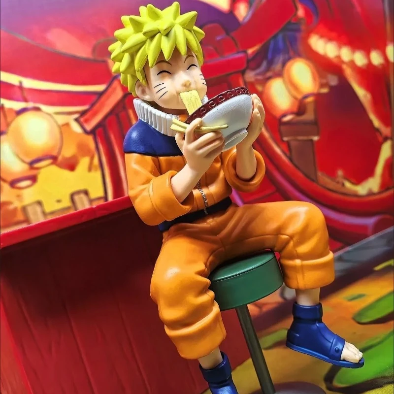 Bandai Banpresto NARUTO Umino Iruka profesor Uzumaki Naruto Rāmen Ichiraku comiendo fideos figura de Anime adornos de escritorio modelo