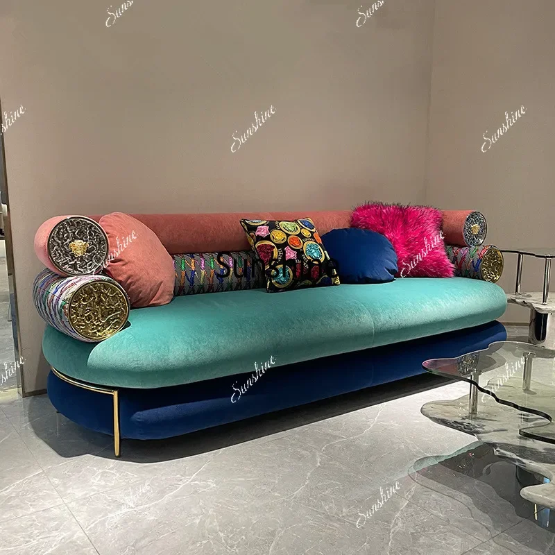 Soft Fancy Unique Sofa Modern Wood Nordic European Puffs Sofa 3 Seater Muebles Para Salas Modernos Living Room Furniture  FT