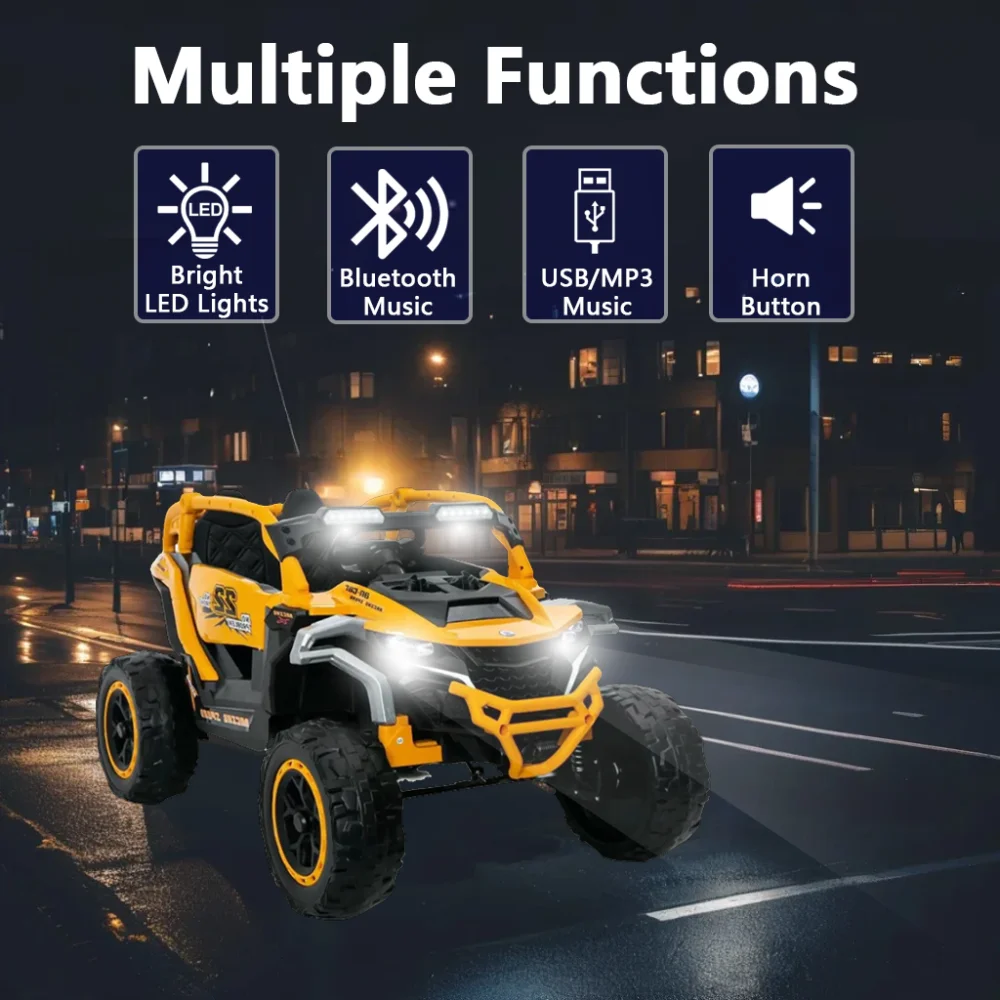 Ride on Models Truck Car Vehículos eléctricos para niños de 12 V, control remoto, suspensión de choque delantera y trasera, UTV de 2 plazas