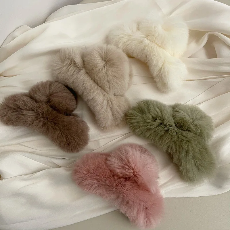 

Rabbit Fur Plush Large Hair Claw Clips Crab Barrettes Women Girls Ponytail Holder Hair Clamps Hair Accessories Fashion Winter