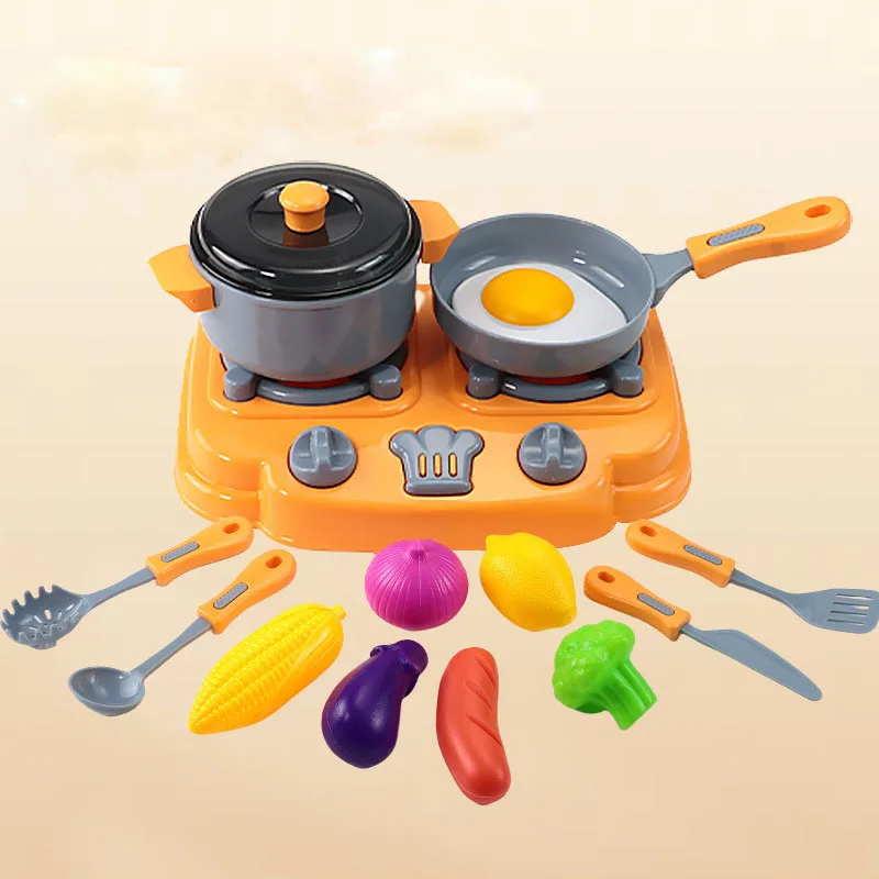 Simulation de jeu de cuisine pour enfants, mini batterie de cuisine, maison de courses, accessoires de cuisine, chariot de courses, jouets de fruits pour filles et garçons