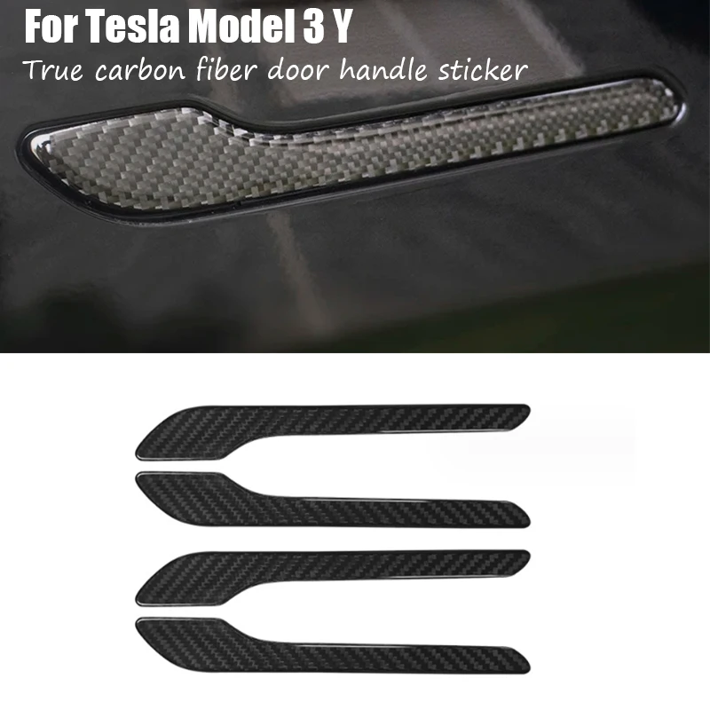 

For Tesla Model3 Y 2017-2023 True Carbon Fiber Door Handle Cover Exterior Accessories Door Handle Decoration Patch