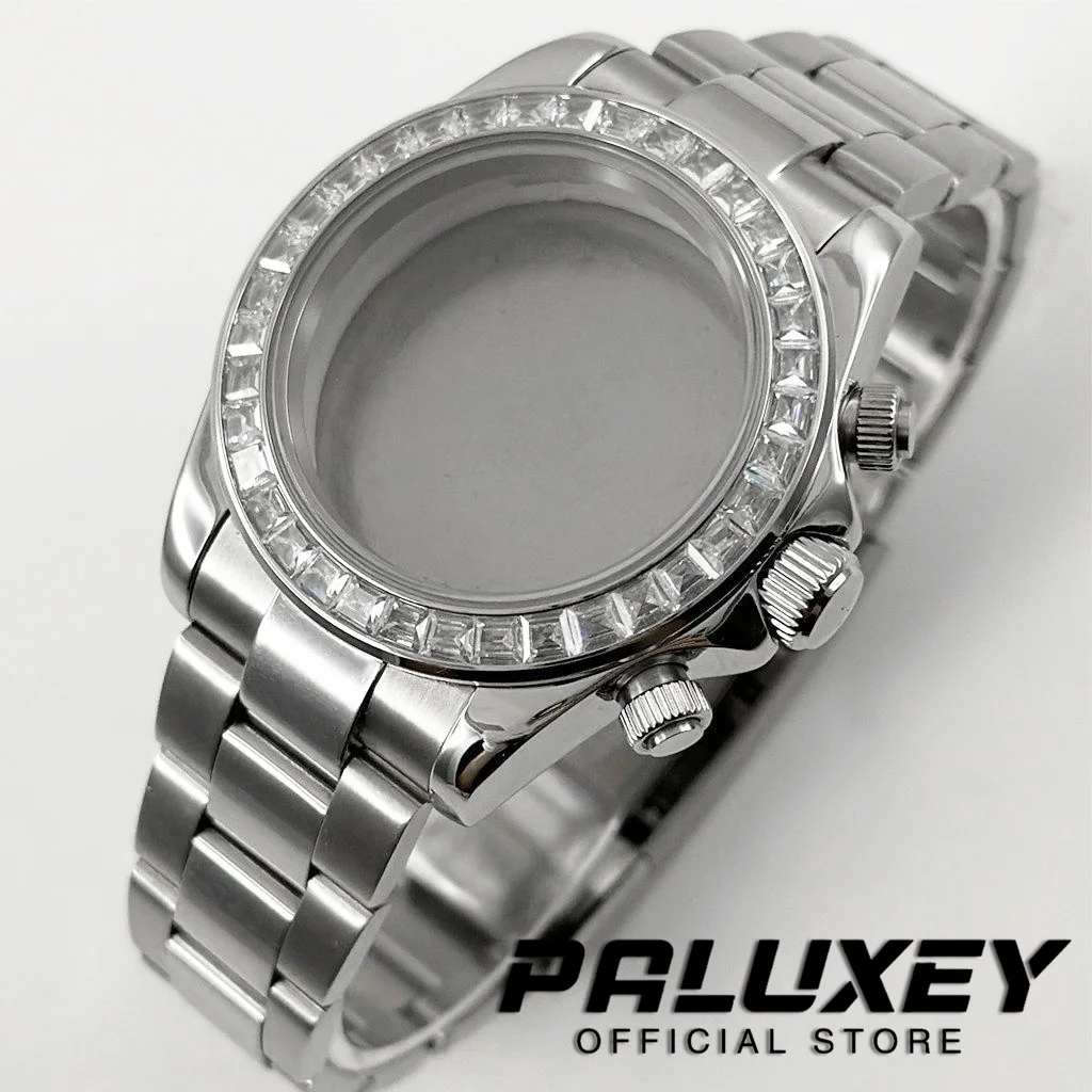 

Silver Diamond 40mm VK63 Sapphire Glass Watch Case with Ceramic Bezel Men's Watch Accessories for VK63 VK64 Quartz Movement