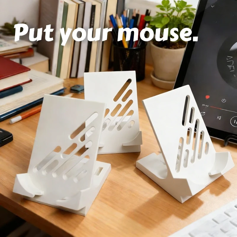 

Minimalist Streamlined Desktop Mouse Stand Plastic Base Shelf Comfortable To Use For Office Home Workspaces Desktop Mouse Stand
