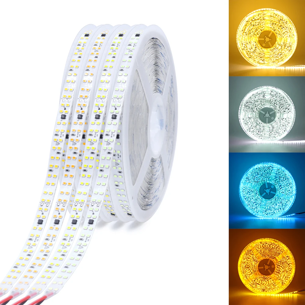 240LED/M 5M 10M 20M LED Strip Light AC 220V Double Row 2835  IP44 Flexible Adhesive Tape LED Ribbon Warm White Yellow