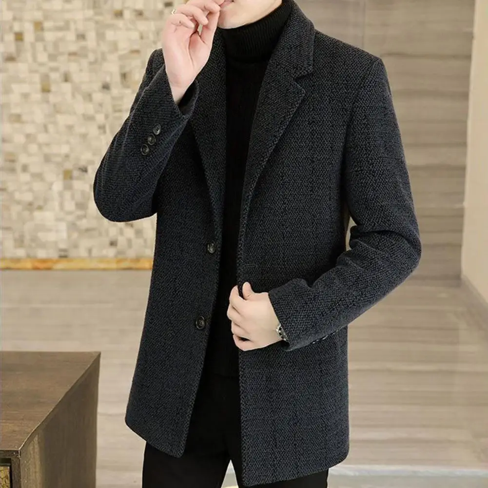

Breathable Coat Women Woolen Coat Stylish Men's Woolen Coat with Lapel Pockets for Cold Weather Wear Single Breasted Jacket