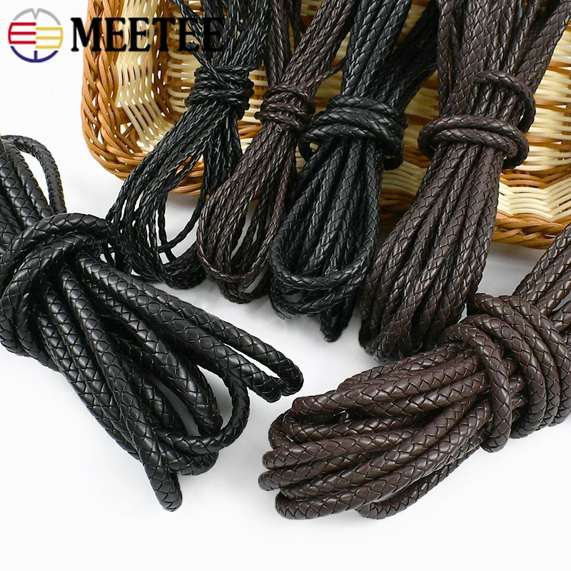 

5M 3-12mm PU Leather Rope Braided Round Cord for Sewing Handbag Handle Purse Bag Strap Bracelet Decor Ropes DIY Crafts Materials