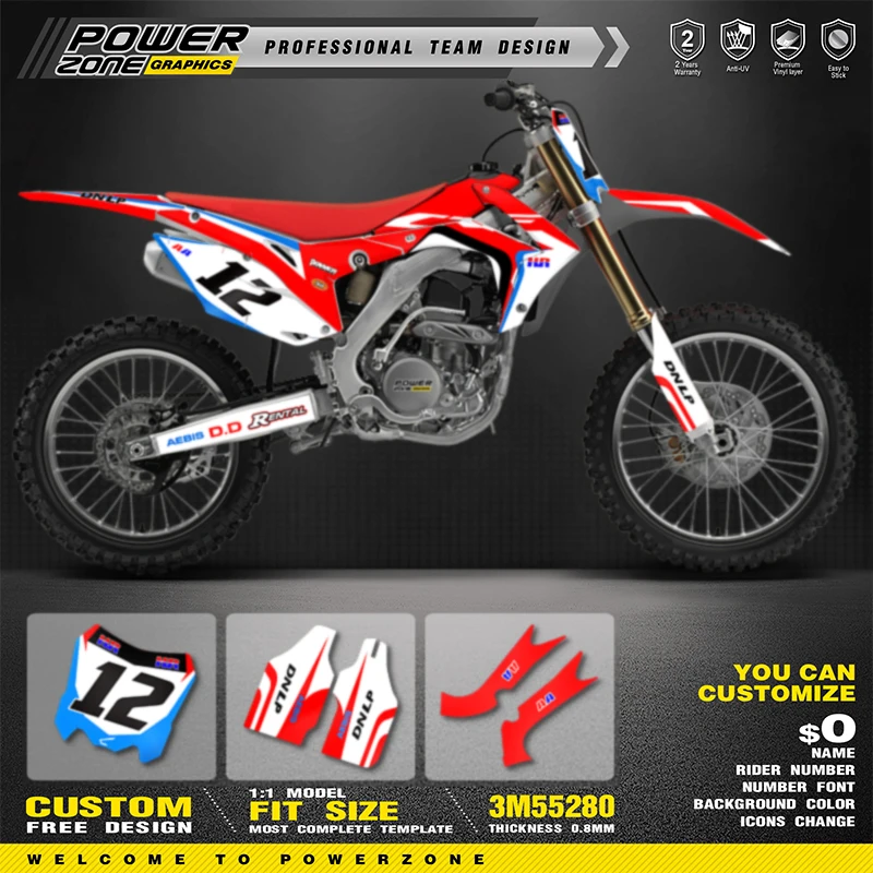 

PowerZone Full Graphics Background Decals Stickers Kit For HONDA 2014-2017 CRF250R 2013-2016 CRF450R Motorcycle Background 18