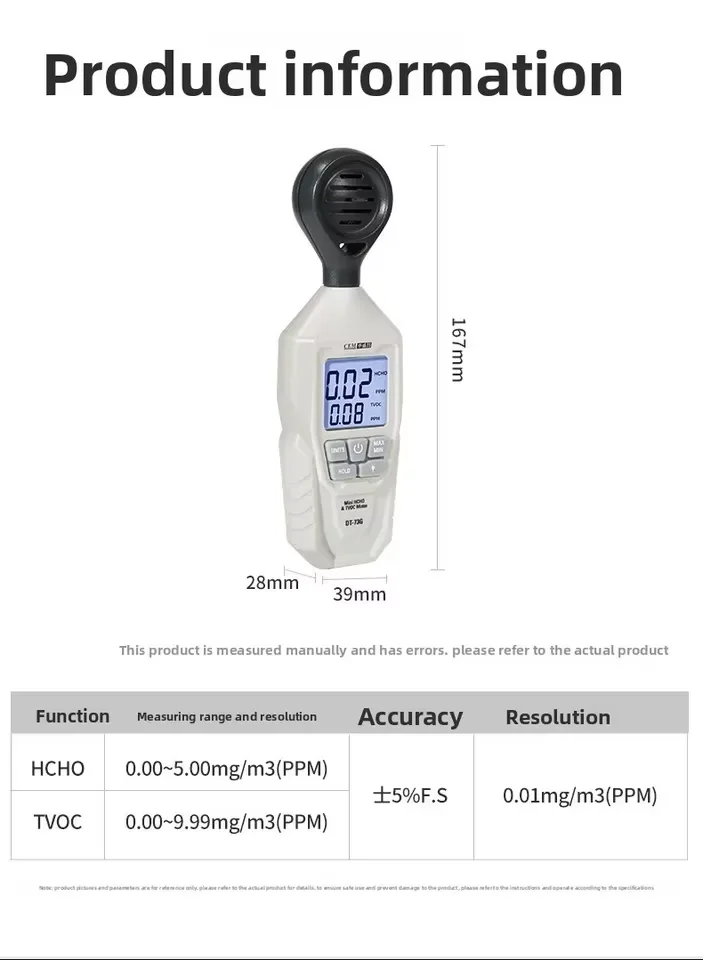 Digital High-Precision  Air Quality Tester With Formaldehyde Detection For Indoor Use